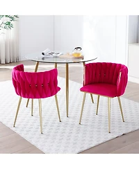 Streamdale Furniture Modern Velvet Dining Chairs Set of 2 with Golden Metal Legs
