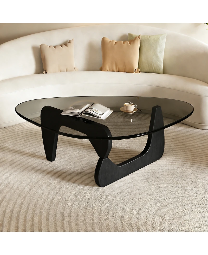 Streamdale Furniture Modern Mid-Century Glass Coffee Table 35.8'' x 25.6"