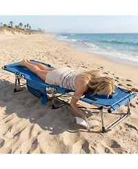 Gouun Set of 2 Portable Tanning Sunbathing Chair with Face Arm Holes 4-Level Tilt