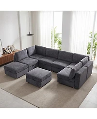 Streamdale Furniture Modular 8-Seater Convertible Sectional Sofa with Storage