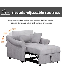 Streamdale Furniture Chenille 3-in-1 Convertible Sleeper Chair with Adjustable Backrest
