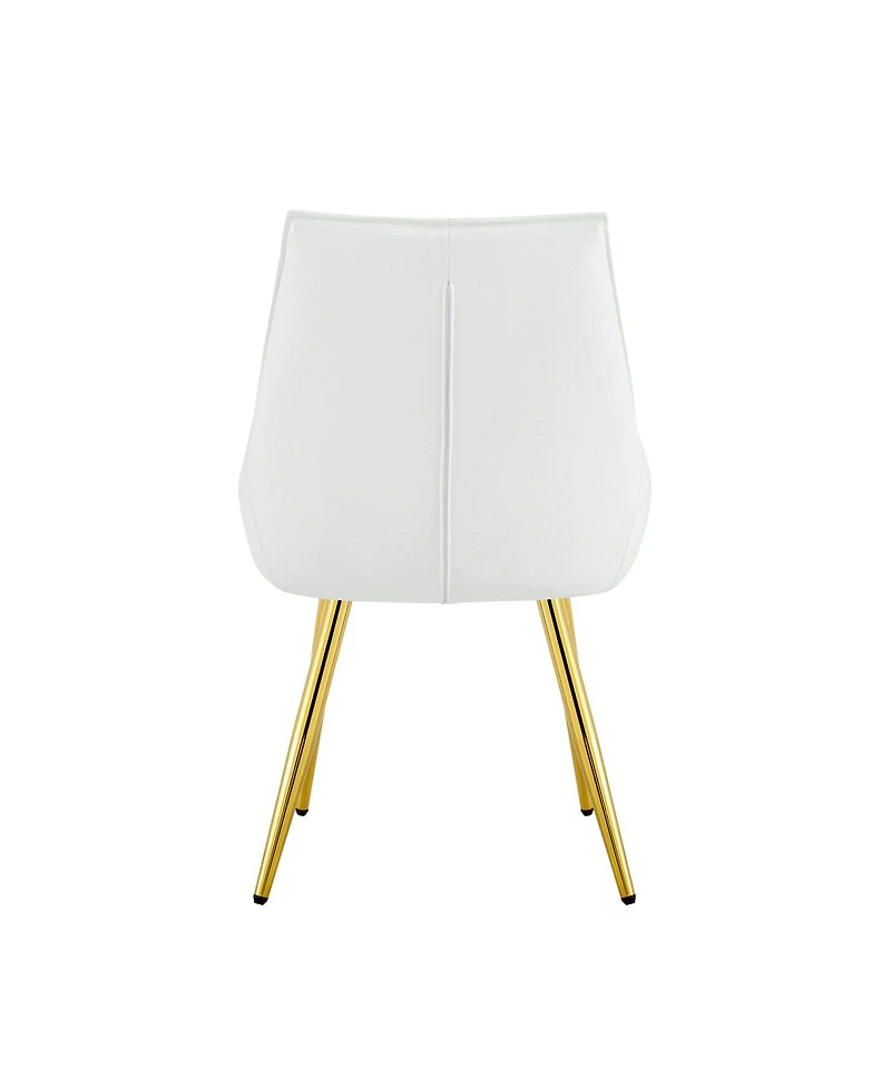 Streamdale Furniture Crocodile Pattern Pu Leather Accent Chairs with Golden Legs (Set of 2)