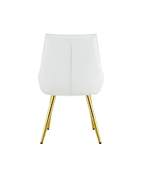 Streamdale Furniture Crocodile Pattern Pu Leather Accent Chairs with Golden Legs (Set of 2)