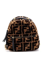 Pre-Owned Fendi Mini Zip Backpack Zucca Shearling