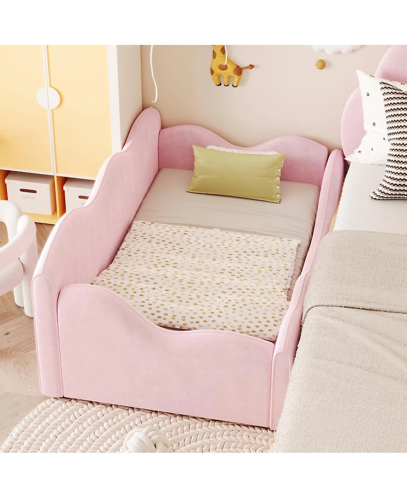 Streamdale FurnitureCloud-Shaped Upholstered Toddler Bed with Safety Guardrails
