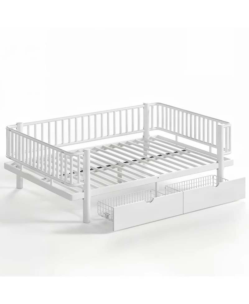 Streamdale Furniture Full Size Metal Platform Bed with Storage Drawers