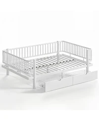 Streamdale Furniture Full Size Metal Platform Bed with Storage Drawers