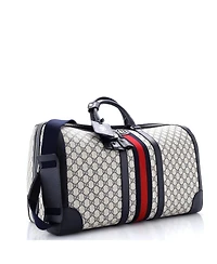 Pre-Owned Gucci Large Savoy Web Convertible Duffle Bag Gg Coated Canvas
