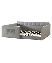 Streamdale Furniture Velvet Upholstered Full Size Daybed with Side Storage Pockets