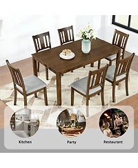 Streamdale Furniture 7-Piece Modern Rectangular Dining Set with 6 Upholstered Chairs