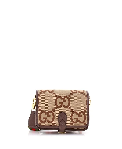 Pre-Owned Gucci Small Buckle Messenger Bag Jumbo Gg Canvas