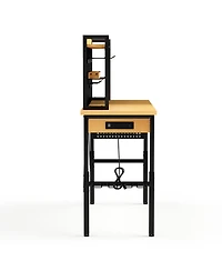 Streamdale Furniture 71'' Heavy-Duty Adjustable Workbench with Pegboard Wheels and Power Outlets