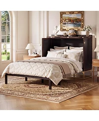 Streamdale Furniture Murphy queen bed with Wooden doors design fake drawers metal legs Espresso