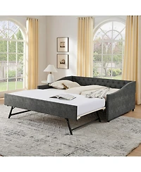 Streamdale Furniture Daybed with Pull-out Usb Charging and Button-Tufted Arms