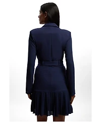 Karen Millen Women's Pleated Skirt Collared Mini Dress