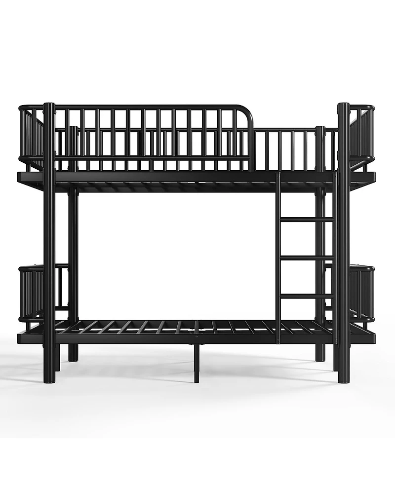 Streamdale Furniture Full over Metal Bunk Bed with Safety Guardrails Converts to 2 Beds