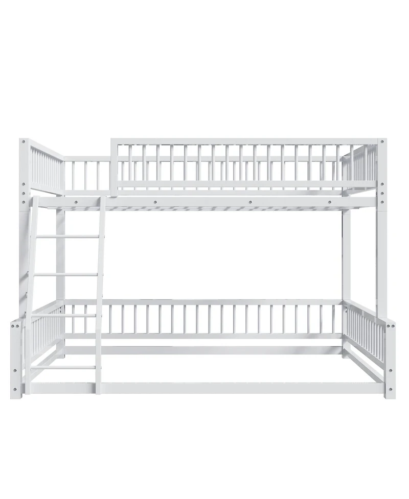 Streamdale Furniture Full Xl over Queen Floor Bunk Bed with Ladder and Guardrails