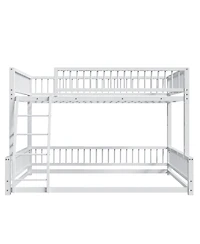Streamdale Furniture Full Xl over Queen Floor Bunk Bed with Ladder and Guardrails