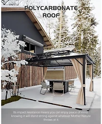 gaomon Hardtop Gazebo 12 x16 Feet for All Weather, Double Polycarbonate Sheets Roof, Aluminum Alloy Frame