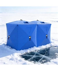 gaomon Insulated Pop-Up Ice Fishing Tent Shelter, 6-8 Person Portable Hub-Style Cabin Shanty, 60-Second Instant Setup, Windproof Thermal