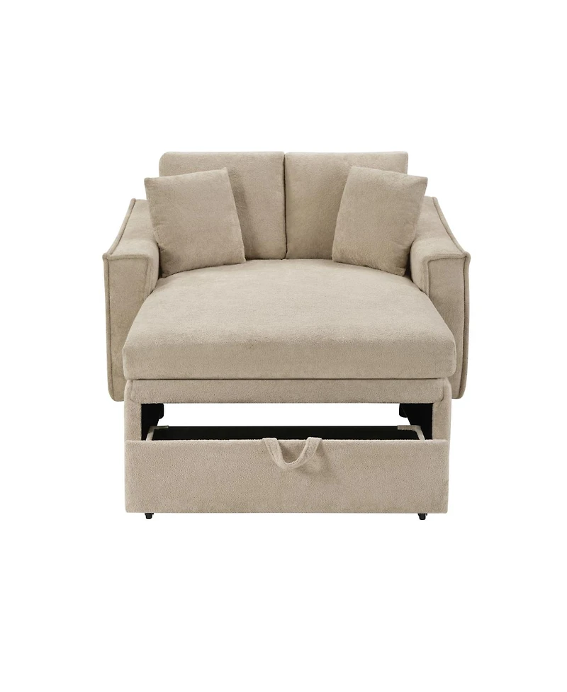Streamdale Furniture Modern 53.5'' Chaise Sofa Bed with Hidden Storage and Pillows