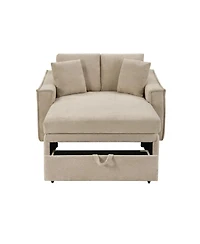 Streamdale Furniture Modern 53.5'' Chaise Sofa Bed with Hidden Storage and Pillows