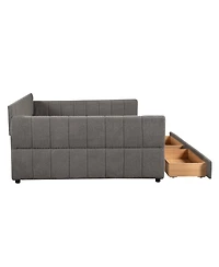 Streamdale Furniture Upholstered Platform Bed with Usb and 2 Drawers