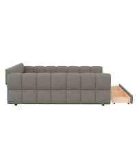 Streamdale Furniture Upholstered Platform Bed with Usb and 2 Drawers