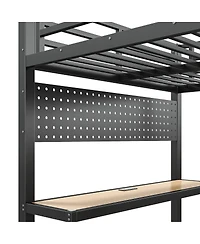 Streamdale Furniture Full Loft Bed with Desk Storage Shelves Usb Ports and Lights