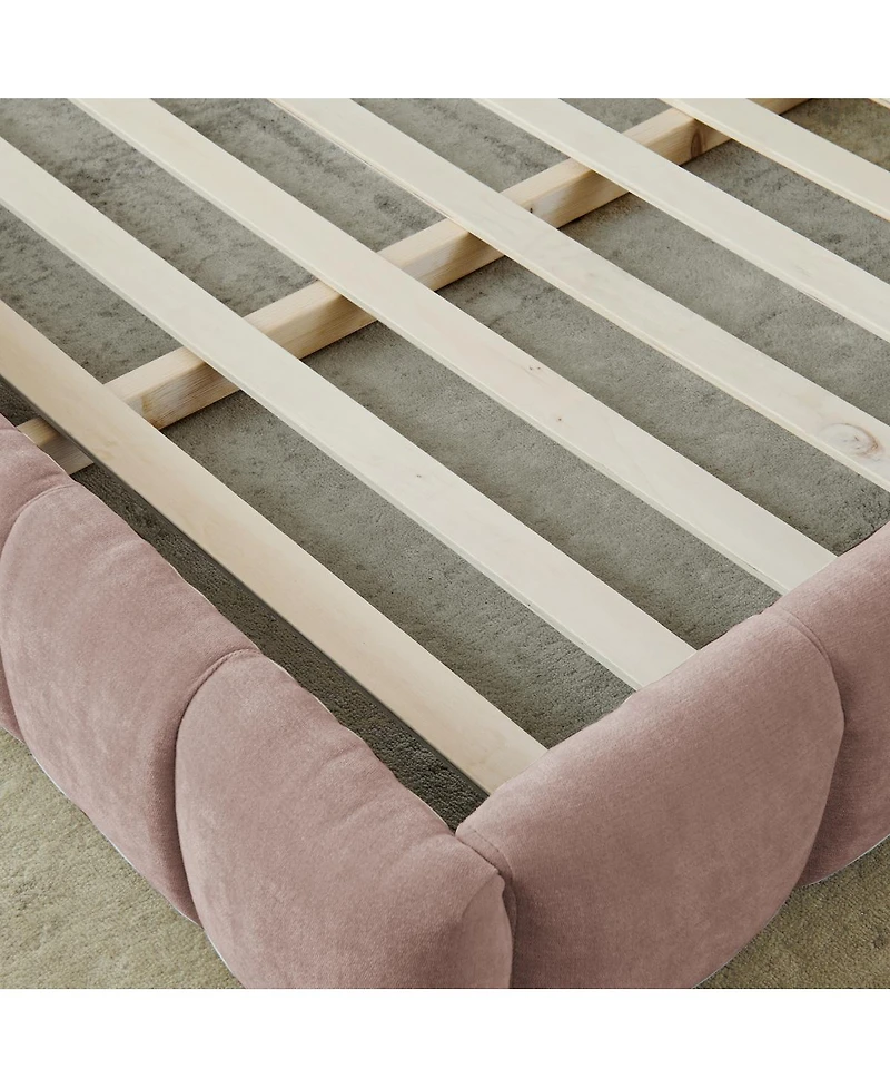 Streamdale Furniture Upholstered Chenille Platform Bed Frame with Headboard