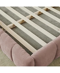 Streamdale Furniture Upholstered Chenille Platform Bed Frame with Headboard