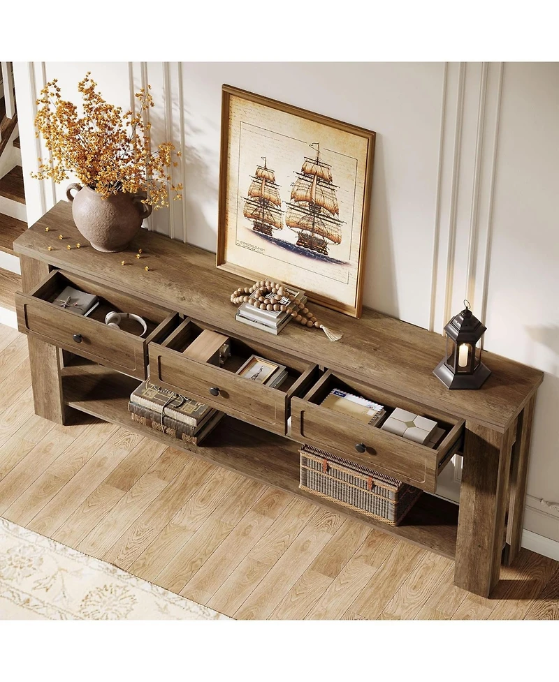 Tribesigns 70.9'' Long Console Table with 3 Drawers, Farmhouse Entryway Table with Storage, Rectangular Narrow Sofa Table Behind the Couch
