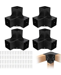 gaomon 6x6 3-Way Pergola Brackets Kit, 4 Pack Woodwork Right Angle Corner Diy Metal Brackets 6" x 6" (Actual:5.5"x5.5")