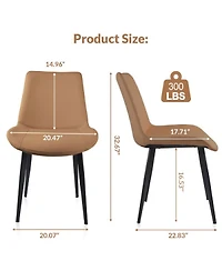Streamdale Furniture Pu Leather Dining Chairs with Metal Legs Set of 2