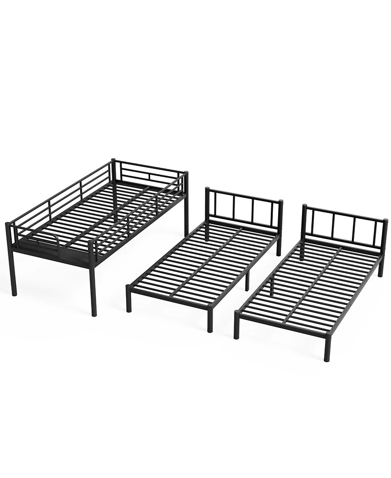 Streamdale Furniture Triple Twin Metal Bunk Bed for 3