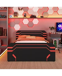 Streamdale Furniture Cyberpunk Hydraulic Storage Gaming Bed with Padded Headboard