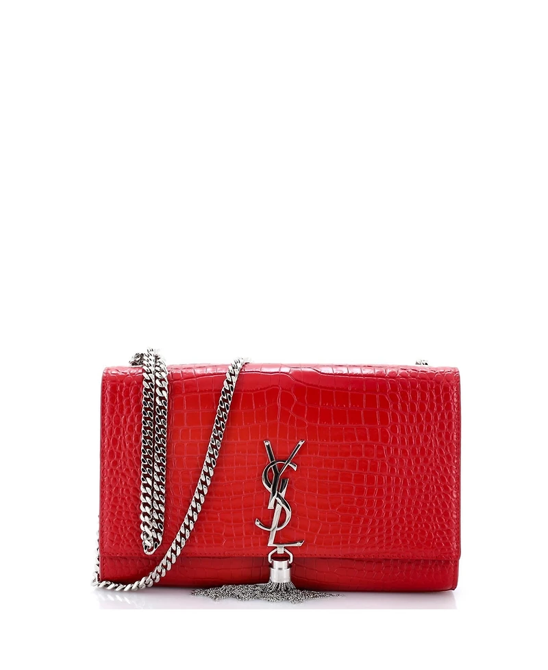 Pre-Owned Saint Laurent Medium Classic Monogram Tassel Crossbody Bag Embossed Leather