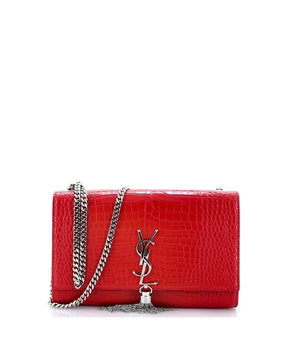 Pre-Owned Saint Laurent Medium Classic Monogram Tassel Crossbody Bag Embossed Leather