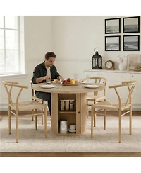 Streamdale Furniture 5-Piece Wooden Dining Set with 47.2'' Round Storage Table