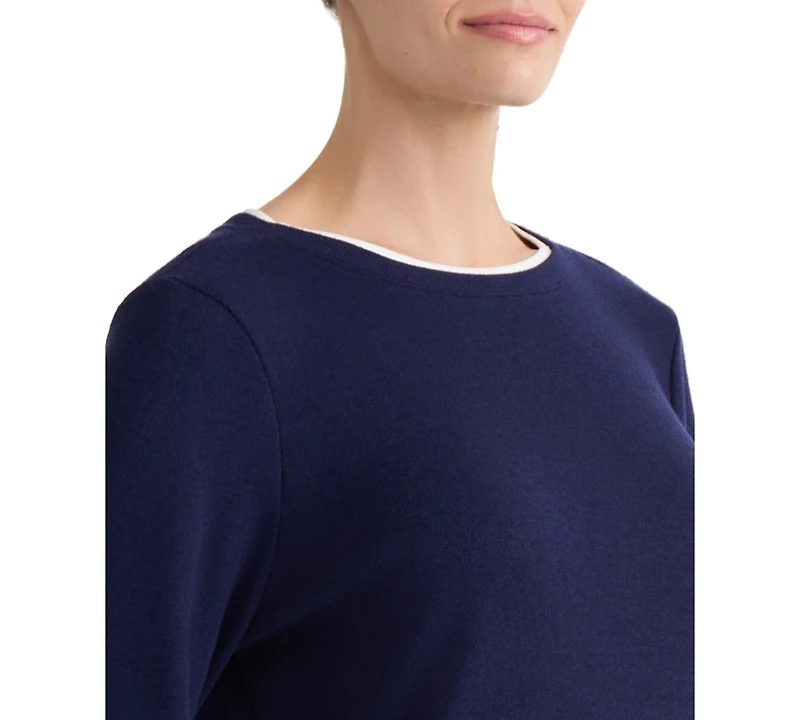 Jones New York Women's Fold-Up Cuff Layered Top