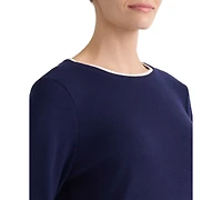 Jones New York Women's Fold-Up Cuff Layered Top