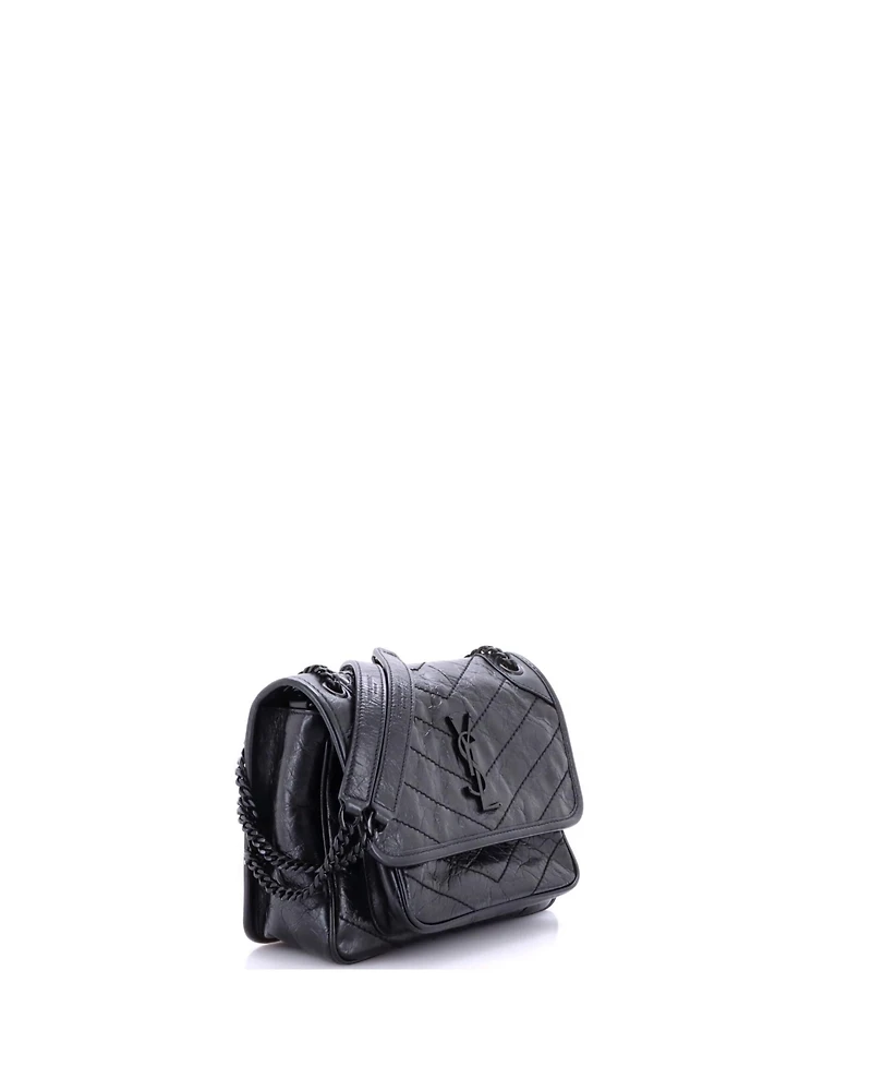 Pre-Owned Saint Laurent Baby Niki Chain Flap Bag Matelasse Chevron Leather