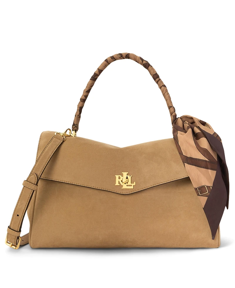 Lauren Ralph Farrah Scarf Trim Medium Soft Satchel Handbag