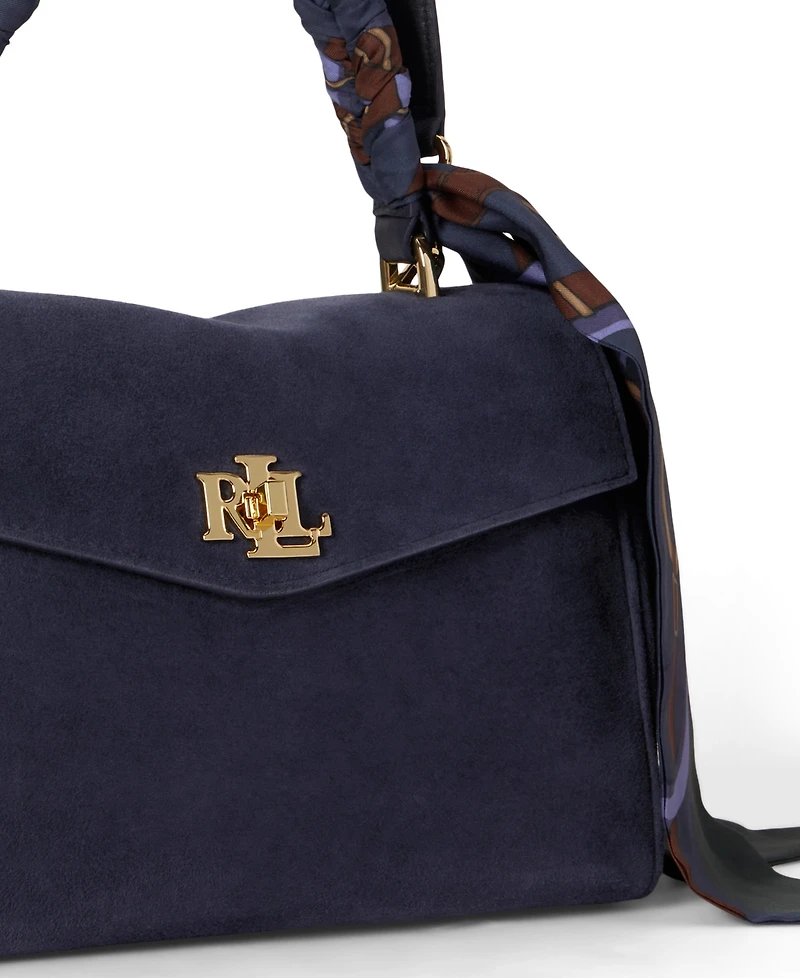 Lauren Ralph Lauren Farrah Scarf Trim Small Soft Satchel Handbag