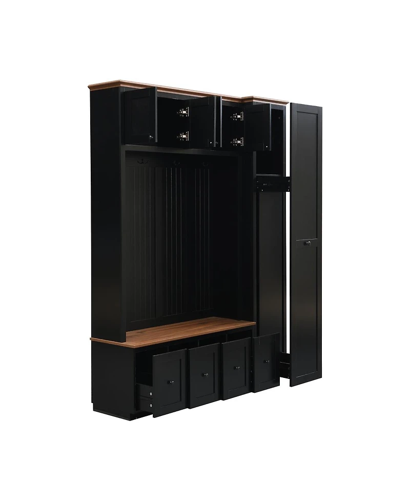 Streamdale Furniture 5-in-1 Farmhouse Hall Tree with Storage Bench Coat Rack and Shoe Cabinet