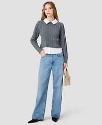 French Connection Women's Collared Keyhole Long-Sleeve Top