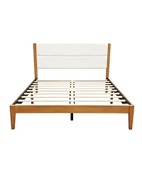 Streamdale Furniture Mid-Century Modern King Platform Bed with Upholstered Headboard