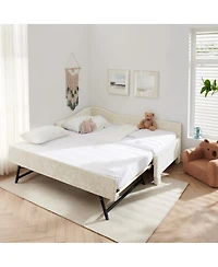 Streamdale Furniture Twin Curved Padded Daybed with Trundle and Usb Port