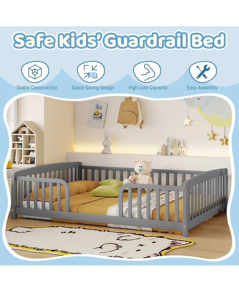 Streamdale Furniture Full Size Floor Fence Bed with Central Entrance and Guardrails