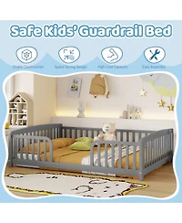 Streamdale Furniture Full Size Floor Fence Bed with Central Entrance and Guardrails
